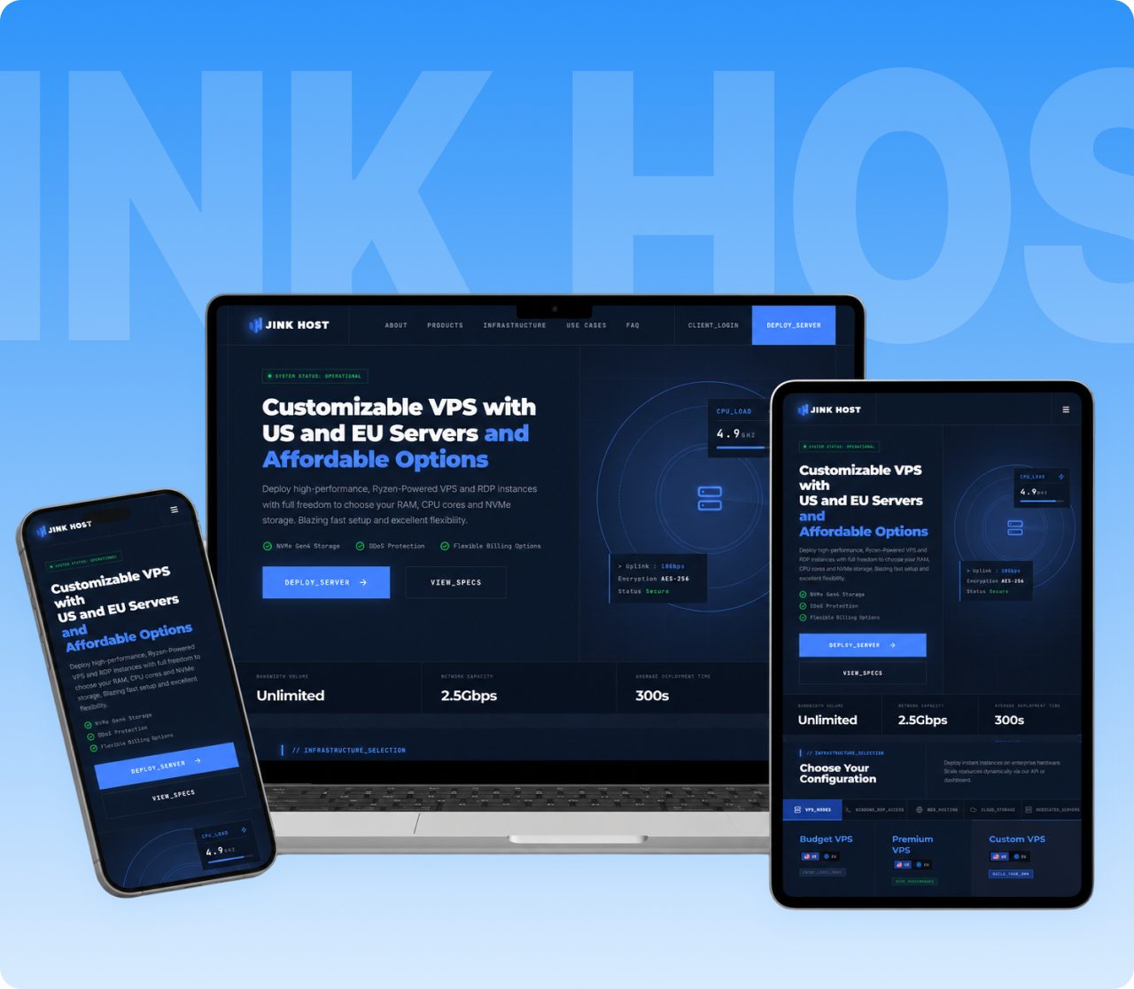 Landing page for a VPS provider